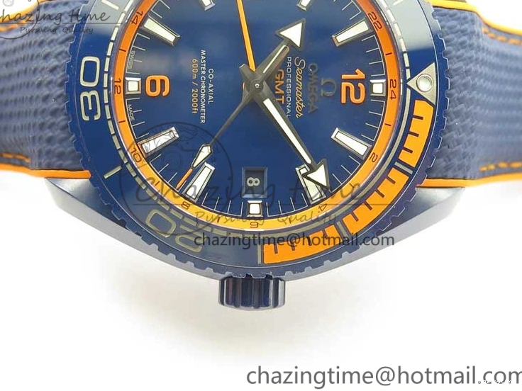 0316 Planet Ocean 45.5mm Big Blue Real Ceramic VSF 1:1 Best Edition on Blue Rubber Strap A8906 Super Clone Unique 7896